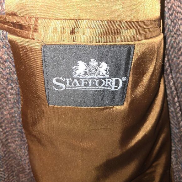 [VINTAGE] HARRIS TWEED - Scottish Wool Herringbone Stafford Jacket 43R Large Men - Picture 9 of 11